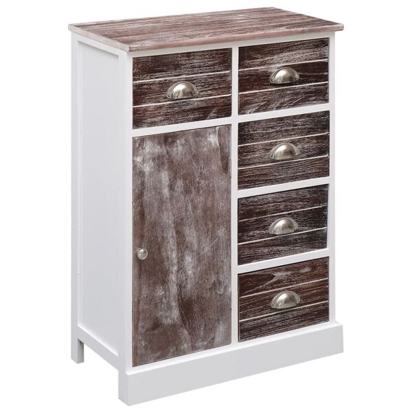 vidaXL 10-fiókos barna fa tálalószekrény 113 x 30 x 79 cm