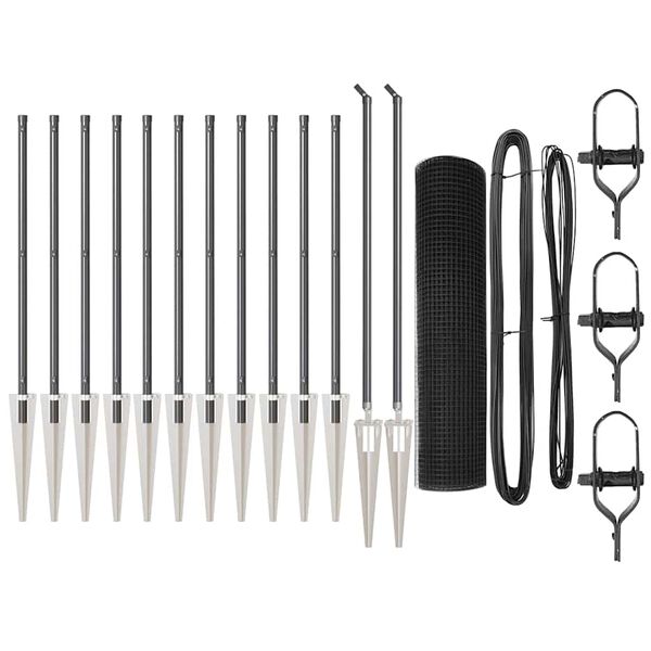 vidaXL Ker&iacute;t&eacute;s oszlopokkal Sz&uuml;rke 1 x 25 m Ac&eacute;l