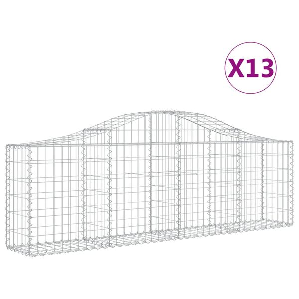 vidaXL 13 db íves horganyzott vas gabion kosár 200x30x60/80 cm