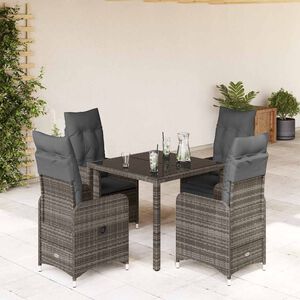 vidaXL 5 r&eacute;szes sz&uuml;rke polyrattan kerti bisztr&oacute;garnit&uacute;ra p&aacute;rn&aacute;kkal