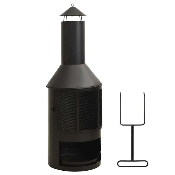 vidaXL ac&eacute;l kerti tűzhely r&aacute;ccsal &eacute;s piszkavassal 47 x 47 x 135,7 cm