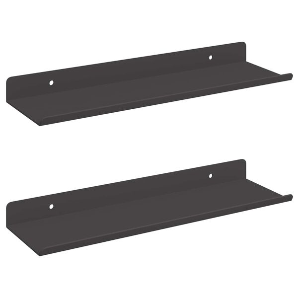vidaXL Lebegő polc Falra szerelhető 2 pcs Fekete 30 x 9 x 2,5 cm Ac&eacute;l