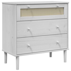vidaXL SENJA feh&eacute;r rattan hat&aacute;s&uacute; t&ouml;m&ouml;r fenyőfa kom&oacute;d 80 x 40 x 80 cm