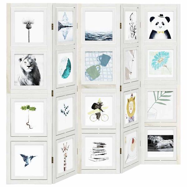 vidaXL 5 paneles fehér tömör császárfa térelválasztó