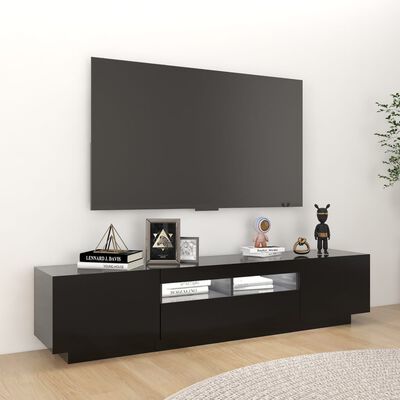 vidaXL fekete TV-szekrény LED-lámpákkal 180 x 35 x 40 cm