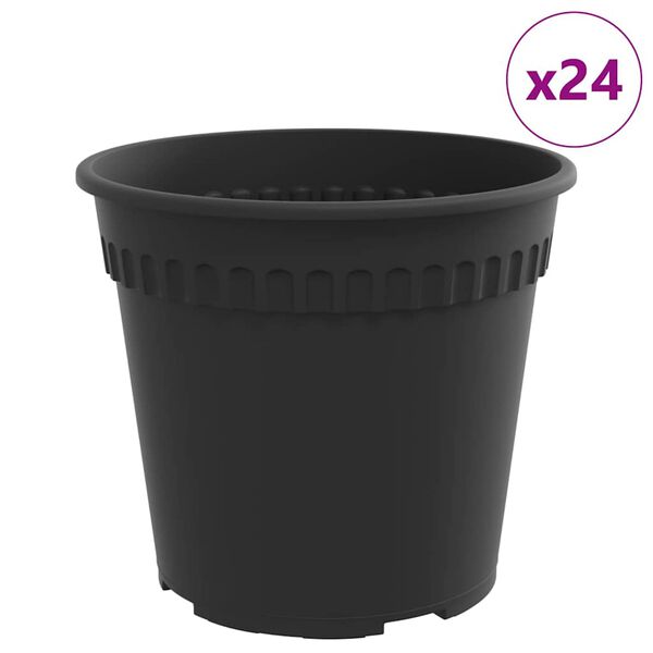 vidaXL Kerek Vir&aacute;gcser&eacute;p 24 pcs Fekete &Oslash; 17 x 14 cm Műanyag