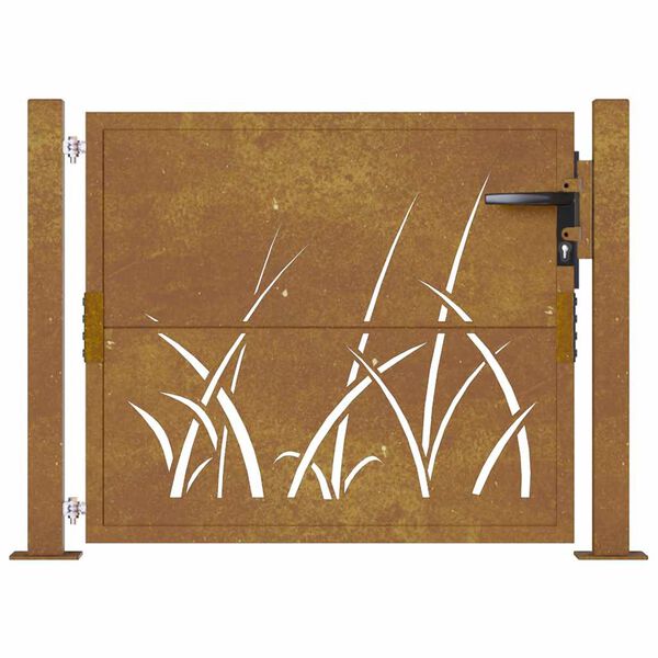 vidaXL Corten acél kerti kapu 105 x 105 cm, fűmintás