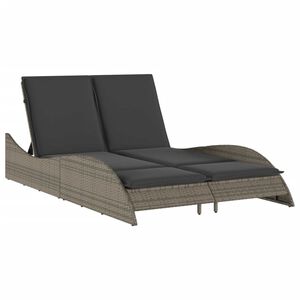 vidaXL sz&uuml;rke polyrattan napoz&oacute;&aacute;gy p&aacute;rn&aacute;kkal 114x205x73 cm