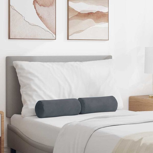 vidaXL Hengerpárnák 2 pcs Sötétszürke Ø 15 x 40 cm Bársonyos szövet
