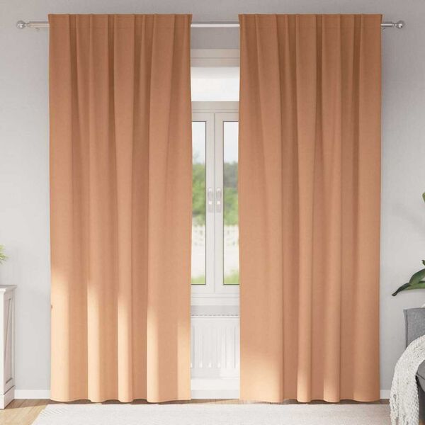 vidaXL Fekete F&uuml;gg&ouml;ny Gyűrűkkel 2 pcs Vil&aacute;gos Barna 225 x 140 cm