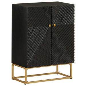 vidaXL fekete t&ouml;m&ouml;r mang&oacute;fa &eacute;s vas t&aacute;lal&oacute;szekr&eacute;ny 55 x 30 x 76 cm
