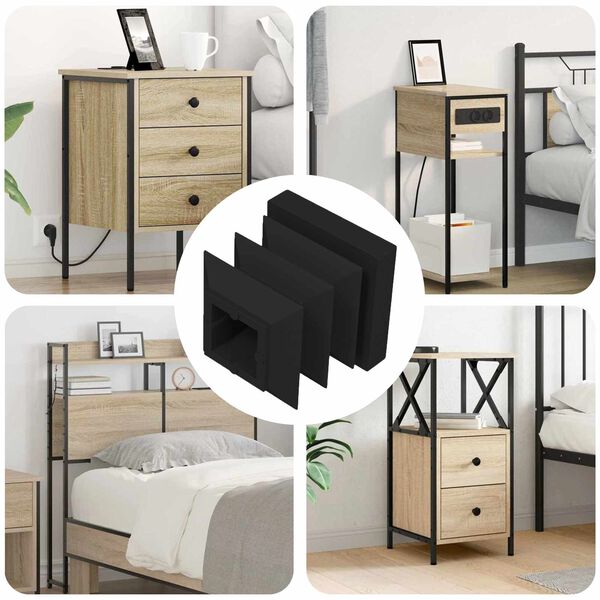 vidaXL V&eacute;gsapk&aacute;k 12 pcs Fekete 15 x 15 x 15 mm PP