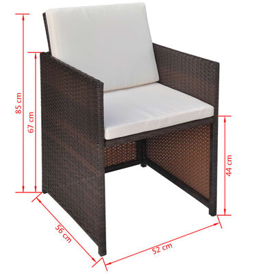 vidaXL 2 db barna polyrattan kerti szék hát- és ülőpárnával