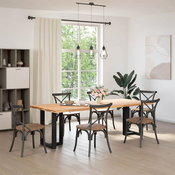 vidaXL 2 db fekete, T-alak&uacute; ac&eacute;l &eacute;tkezőasztal l&aacute;b 50x35x(72-73) cm