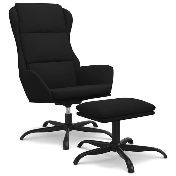 vidaXL fekete mikrosz&aacute;las sz&ouml;vet pihenőfotel l&aacute;btart&oacute;val