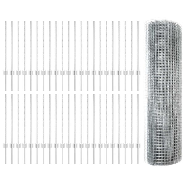 vidaXL Ker&iacute;t&eacute;s oszlopokkal Ez&uuml;st 0,8 x 100 m Ac&eacute;l