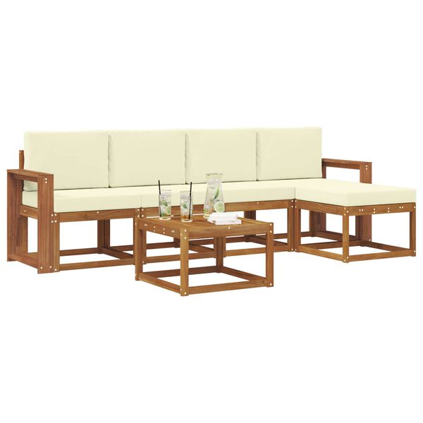 vidaXL K&uuml;lt&eacute;ri kanap&eacute; szett p&aacute;rn&aacute;val 6 pcs Term&eacute;szetes &eacute;s kr&eacute;msz&iacute;nű