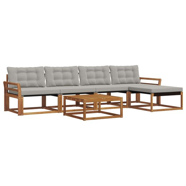 vidaXL K&uuml;lt&eacute;ri kanap&eacute; szett 6 pcs Term&eacute;szetes &eacute;s Vil&aacute;gossz&uuml;rke