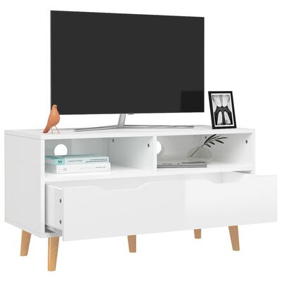 vidaXL magasfényű fehér szerelt fa TV-szekrény 90 x 40 x 48,5 cm