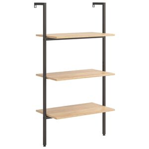 vidaXL 3 szintes vil&aacute;gosbarna &eacute;s fekete l&eacute;trapolc 64 x 35 x 120,5 cm
