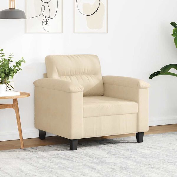 vidaXL kr&eacute;msz&iacute;nű mikrosz&aacute;las sz&ouml;vet kanap&eacute;fotel 60 cm