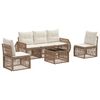 vidaXL Kerti Kanap&eacute; Szett 6 pcs Beige &eacute;s Kr&eacute;msz&iacute;nű polirattan