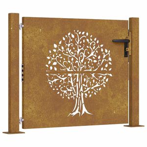 vidaXL Corten ac&eacute;l kerti kapu 100x100 cm, fa mint&aacute;zat&uacute;