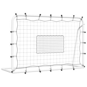 vidaXL feh&eacute;r-fekete ac&eacute;l &eacute;s PE visszapattan&oacute; futballh&aacute;l&oacute; 184x61x123 cm