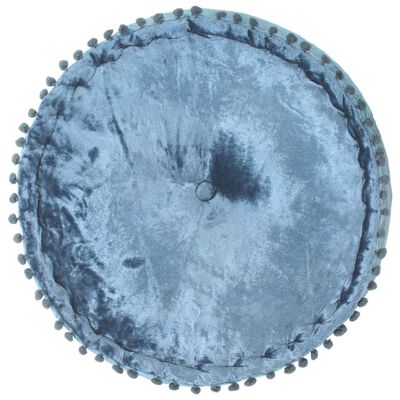 vidaXL kék kerek bársony puff 40 x 20 cm