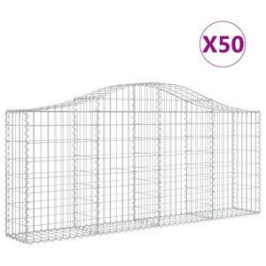 vidaXL 50 db &iacute;ves horganyzott vas gabion kos&aacute;r 200x30x80/100 cm