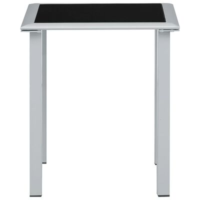 vidaXL fekete és ezüst acél és üveg kerti asztal 41 x 41 x 45 cm