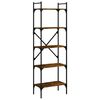 vidaXL 5 szintes f&uuml;st&ouml;s t&ouml;lgy sz&iacute;nű fa k&ouml;nyvespolc 56 x 31,5 x 174 cm