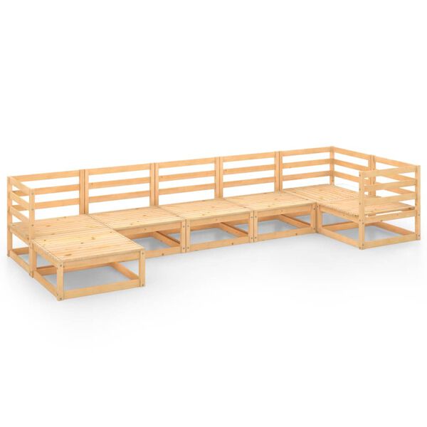 vidaXL 7 r&eacute;szes t&ouml;m&ouml;r fenyőfa kerti &uuml;lőgarnit&uacute;ra