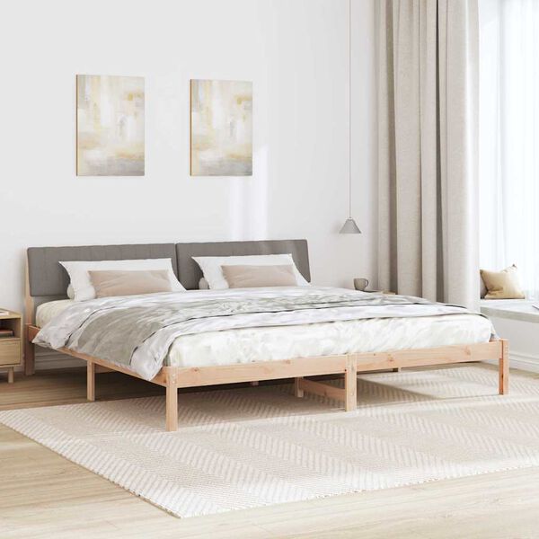 vidaXL &Aacute;gykeret fejt&aacute;ml&aacute;val Barna &eacute;s taupe 200 x 200 cm T&ouml;m&ouml;r fenyőfa