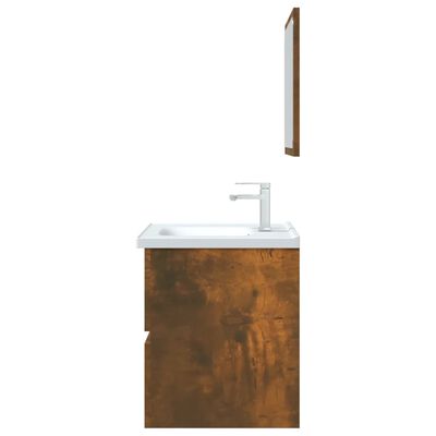 vidaXL 2 részes füstös tölgy színű szerelt fa fürdőszobai bútorszett