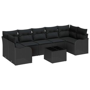 vidaXL Kerti Kanap&eacute; Szett Fekete 55 x 55 x 37 cm polirattan