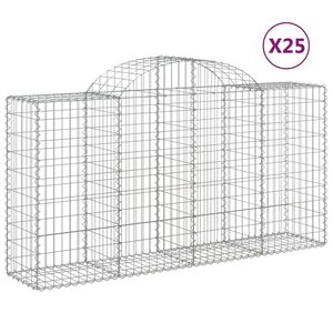 vidaXL 25 db &iacute;ves horganyzott vas gabion kos&aacute;r 200x50x100/120 cm