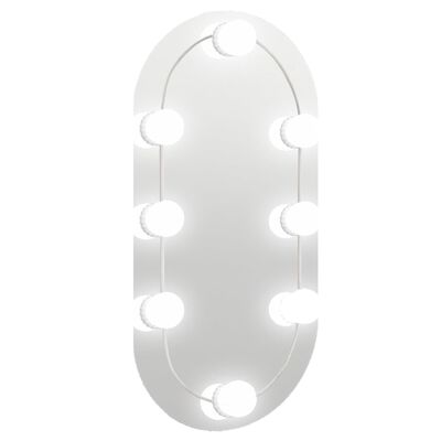 vidaXL ovális üvegtükör LED-lámpákkal 40 x 20 cm