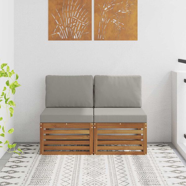 vidaXL 2 Darab K&uuml;lt&eacute;ri k&ouml;z&eacute;pső kanap&eacute; T&ouml;m&ouml;r Ak&aacute;cfa Term&eacute;szetes