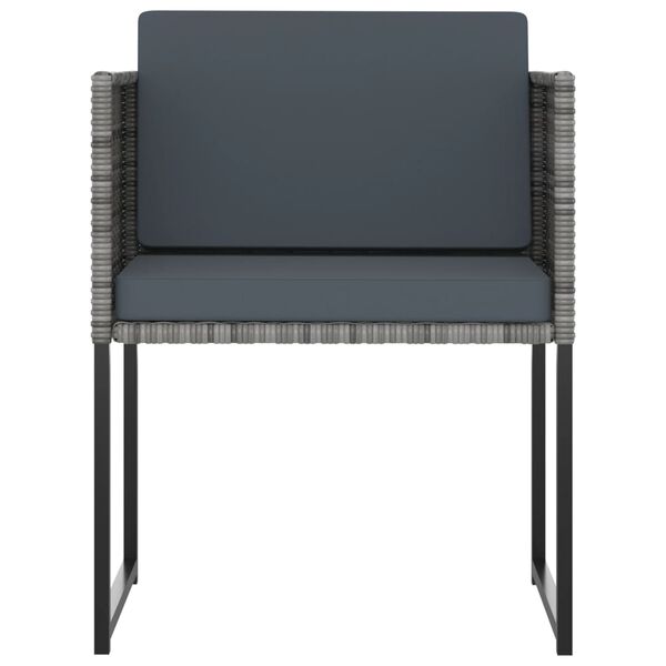 vidaXL 9 részes szürke polyrattan kerti étkezőszett párnákkal