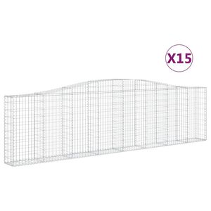 vidaXL 15 db &iacute;ves horganyzott vas gabion kos&aacute;r 400x30x100/120 cm
