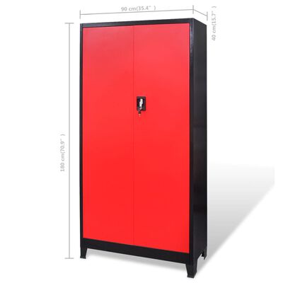 vidaXL piros-fekete acél szerszámszekrény szerszámosládával 90x40x180