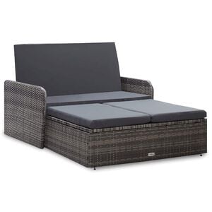 vidaXL 2 r&eacute;szes sz&uuml;rke polyrattan kerti b&uacute;torszett p&aacute;rn&aacute;kkal