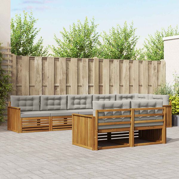 vidaXL K&uuml;lt&eacute;ri kanap&eacute; szett 8 pcs Term&eacute;szetes &eacute;s Vil&aacute;gossz&uuml;rke