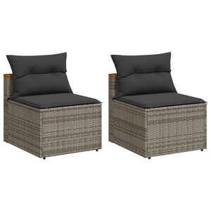 vidaXL 2 db sz&uuml;rke polyrattan karfa n&eacute;lk&uuml;li kerti kanap&eacute; p&aacute;rn&aacute;kkal