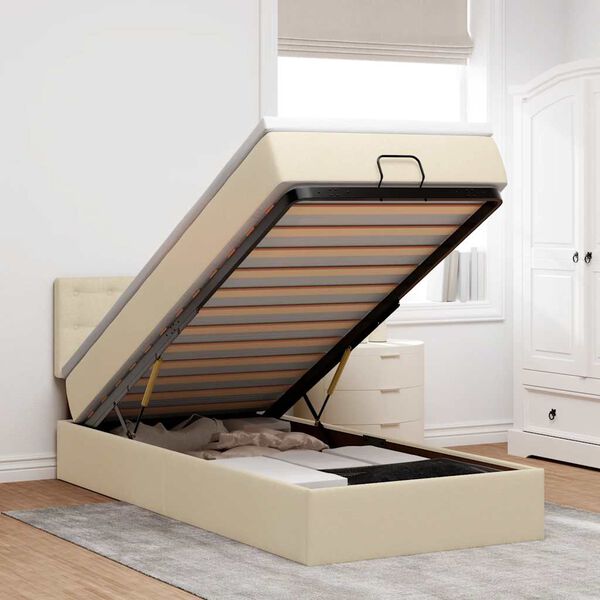 vidaXL oszmán ágykeret matracokkal krém 90x190cm szövet