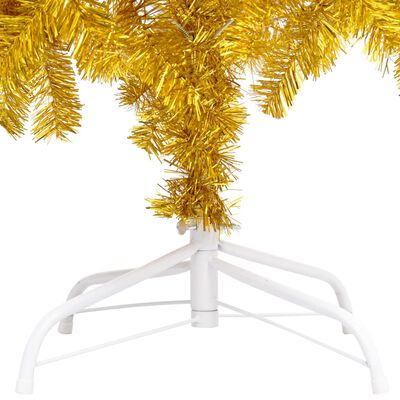 vidaXL aranyszínű PET megvilágított műkarácsonyfa gömb szettel 150 cm