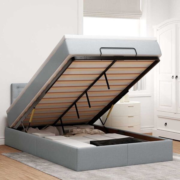 vidaXL Ottomán ágy matraccal világosszürke 120x200 cm szövet