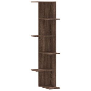 vidaXL barna t&ouml;lgy sz&iacute;nű szerelt fa fali sarokpolc 36,5 x 36,5 x 140cm