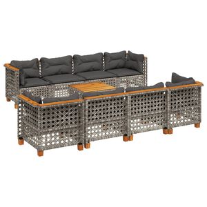 vidaXL 9 r&eacute;szes sz&uuml;rke polyrattan kerti &uuml;lőgarnit&uacute;ra p&aacute;rn&aacute;kkal